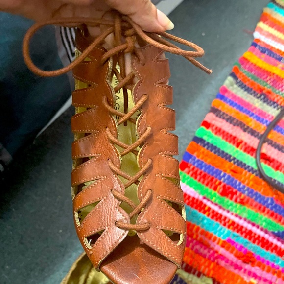 Rampage lace-up wedges in brown. - Picture 1 of 8